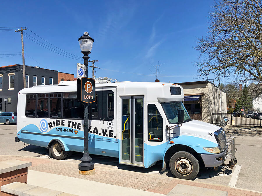 WAVE bus parked in downtown Chelsea