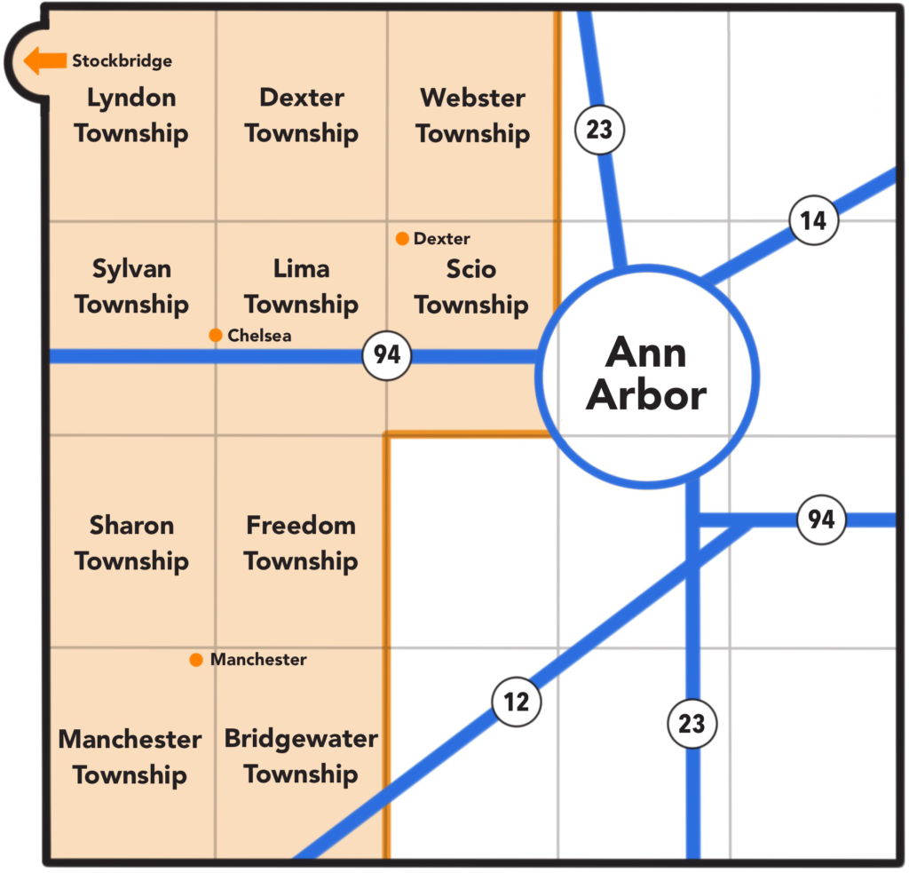 WAVE bus Washtenaw-Stockbridge door to door map